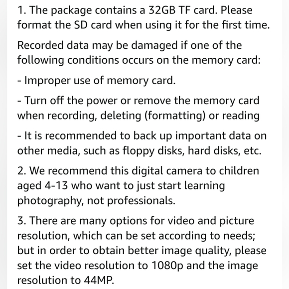 NIB Digital Camera, FHD 1080P Kids Camera w 32GB SD Card 44MP Point+Shoot Cam - Picture 3 of 10